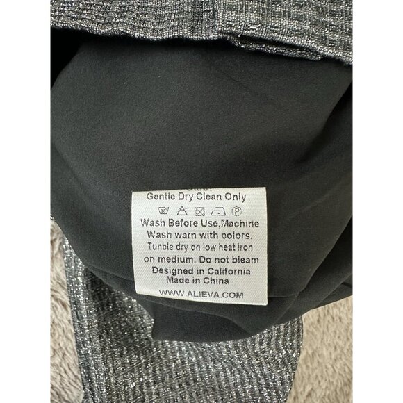 Alieva Women’s Pants DONNA TITANIUM FOILED METALLIC CHARCOAL Size S New - Picture 10 of 16